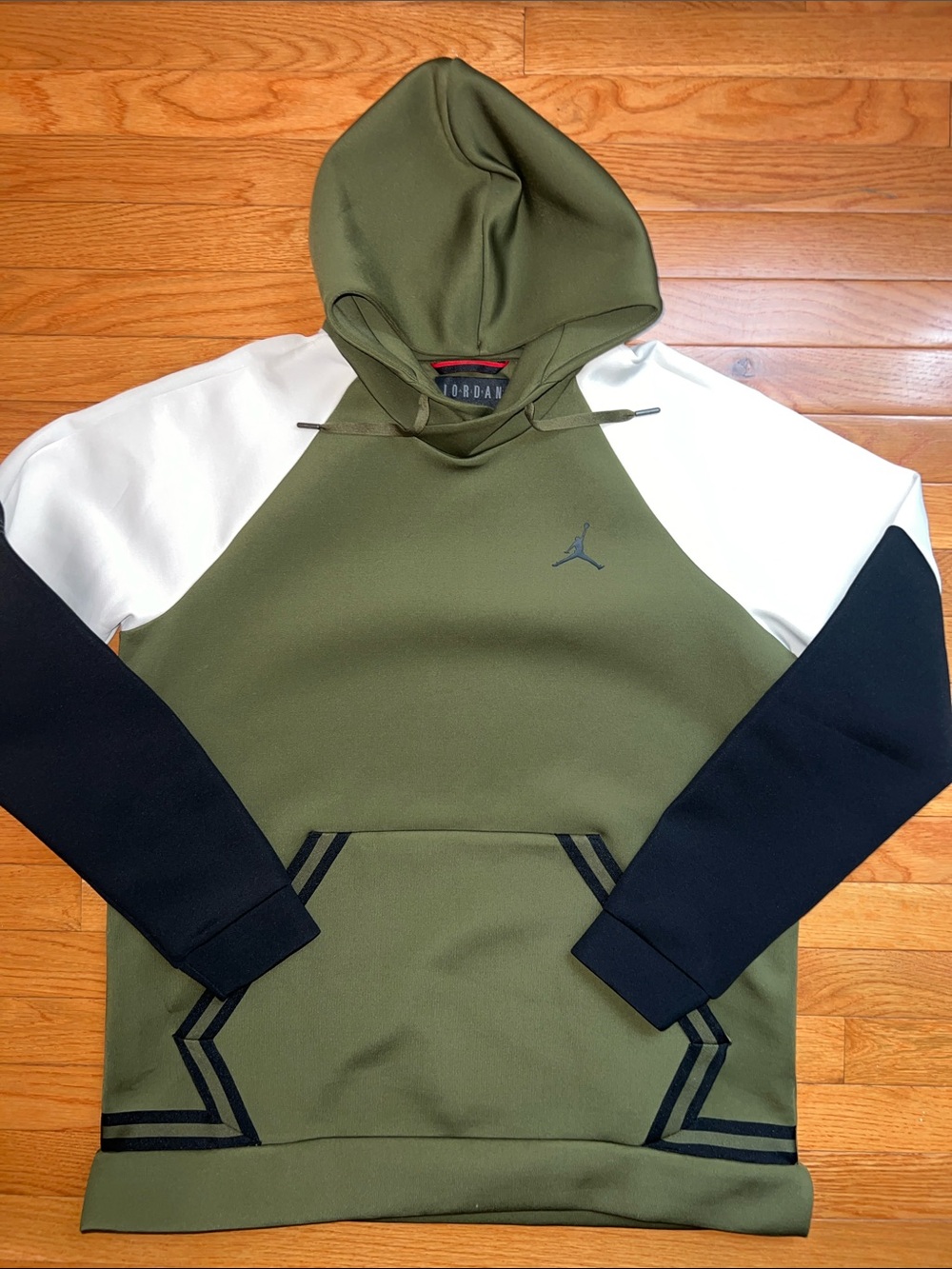 Jordan Olive, White & Black Colorblock Pullover Hoodie